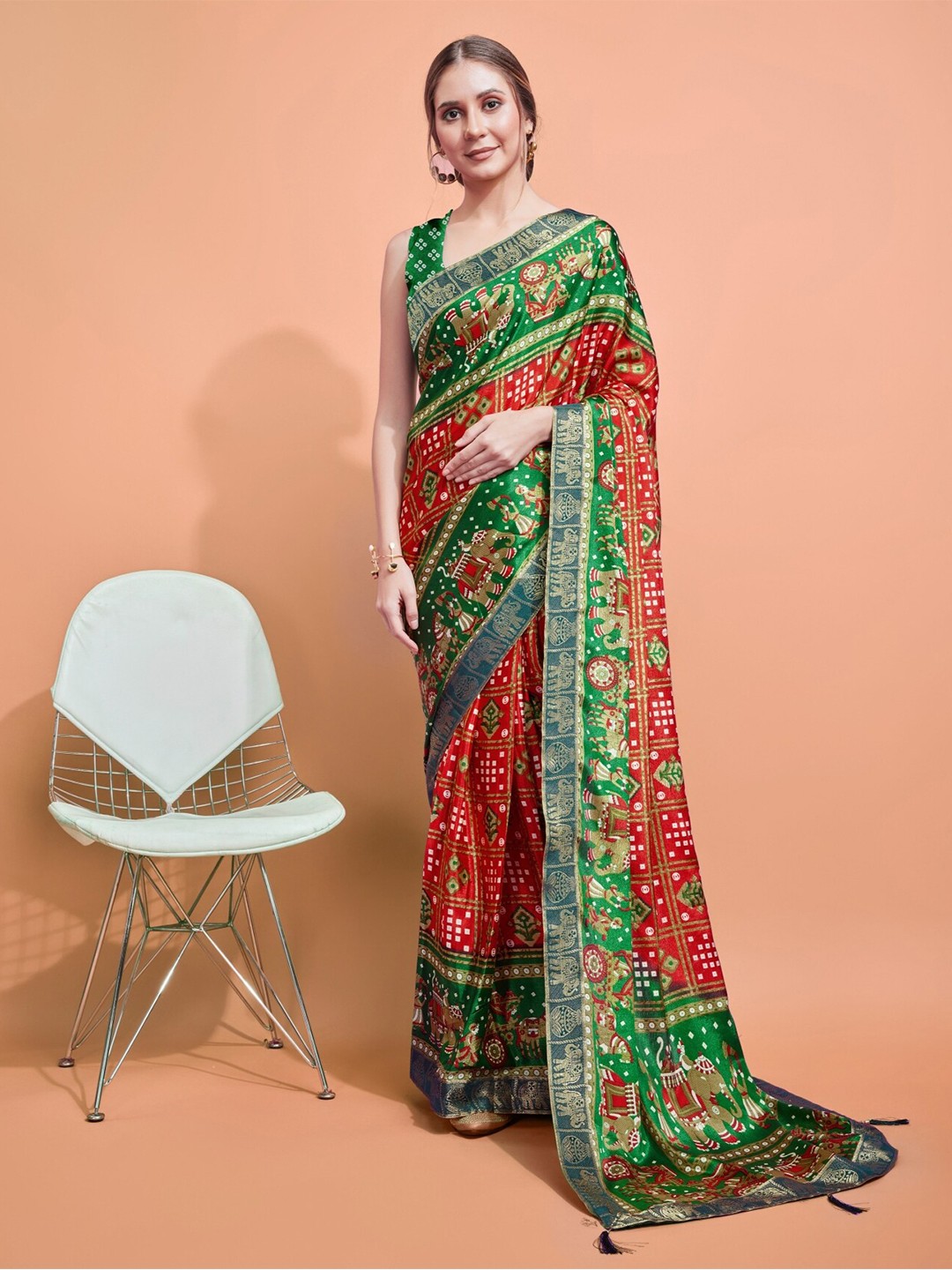 

Anouk Ethnic Motifs Zari Pure Silk Saree, Green