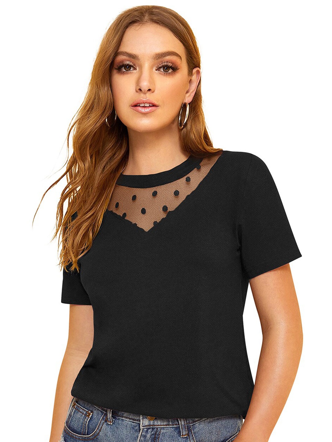 

Sanwariya Silk Round Neck Top, Black