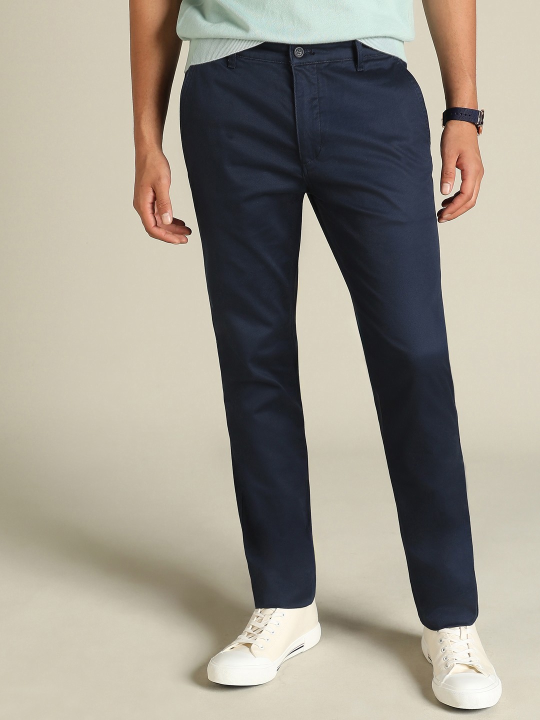 

Dockers Men Mid-Rise Skinny Fit Cotton Chinos Trousers, Blue