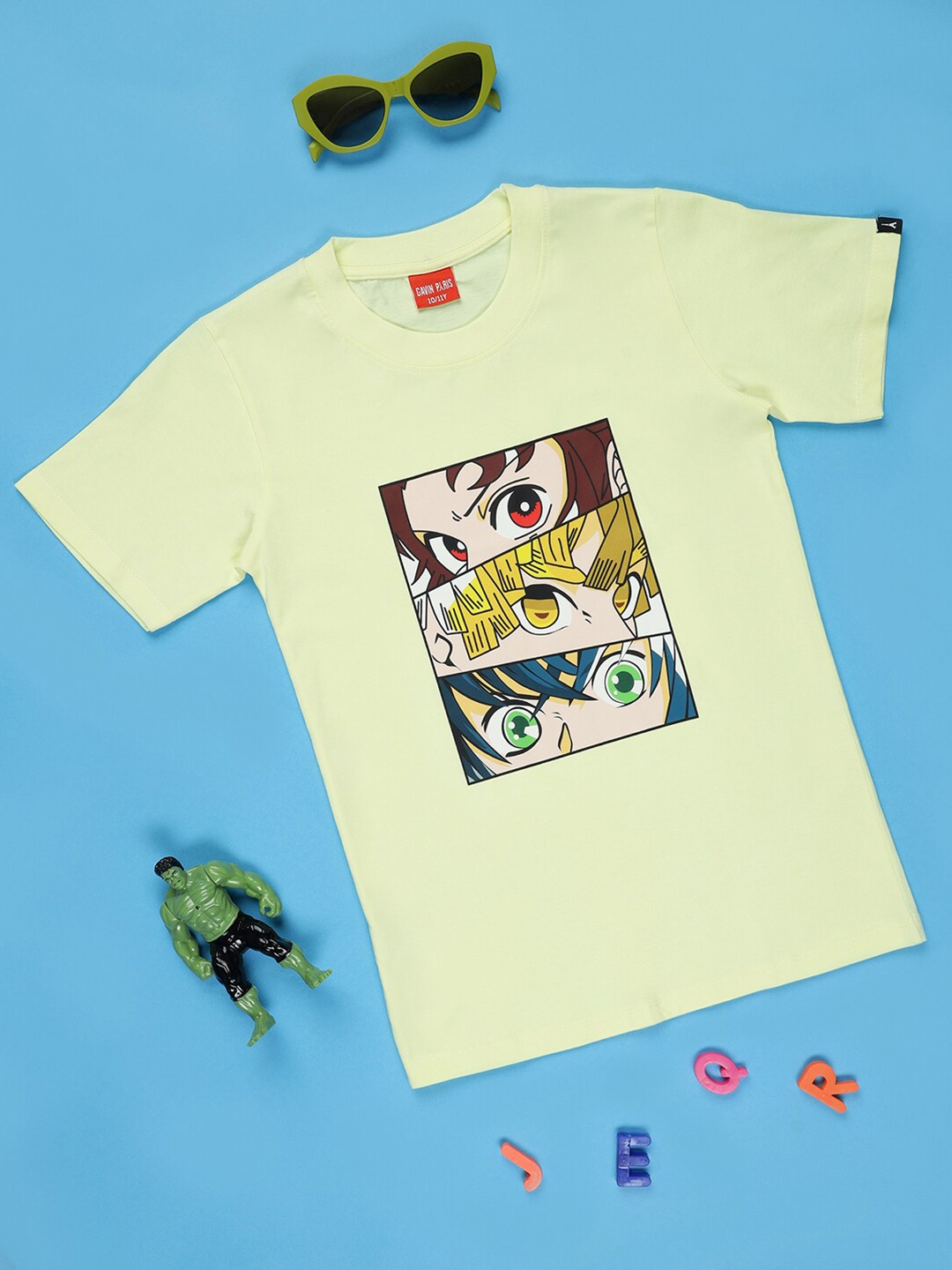 

Gavin Paris Girls Anime Demon Slayer Printed Pure Cotton Bio Finish T-shirt, Yellow