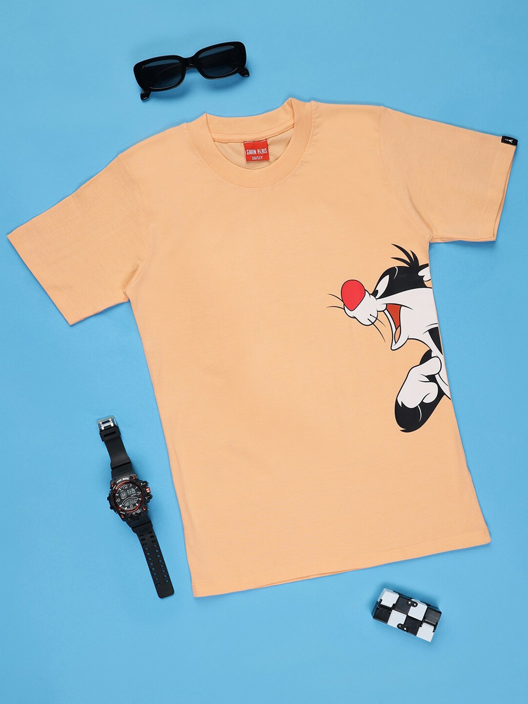 

Gavin Paris Girls Looney Tunes Printed Pure Cotton Bio Finish T-shirt, Peach