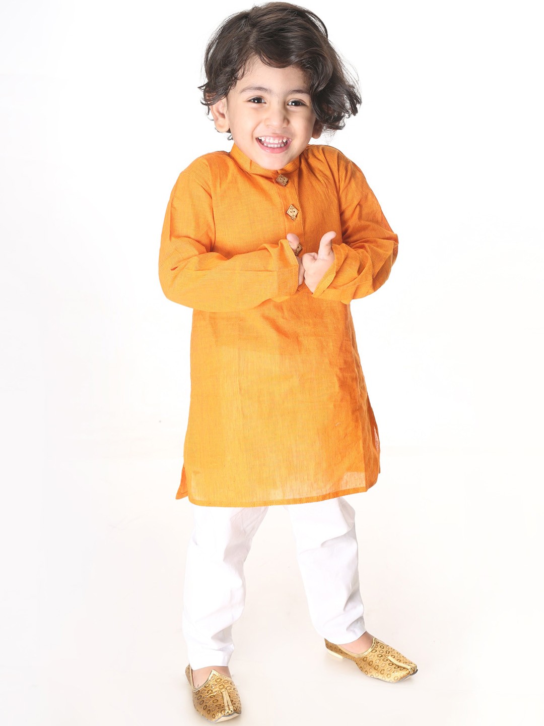

VASTRAMAY Boys Yoke Design Straight Kurta, Mustard