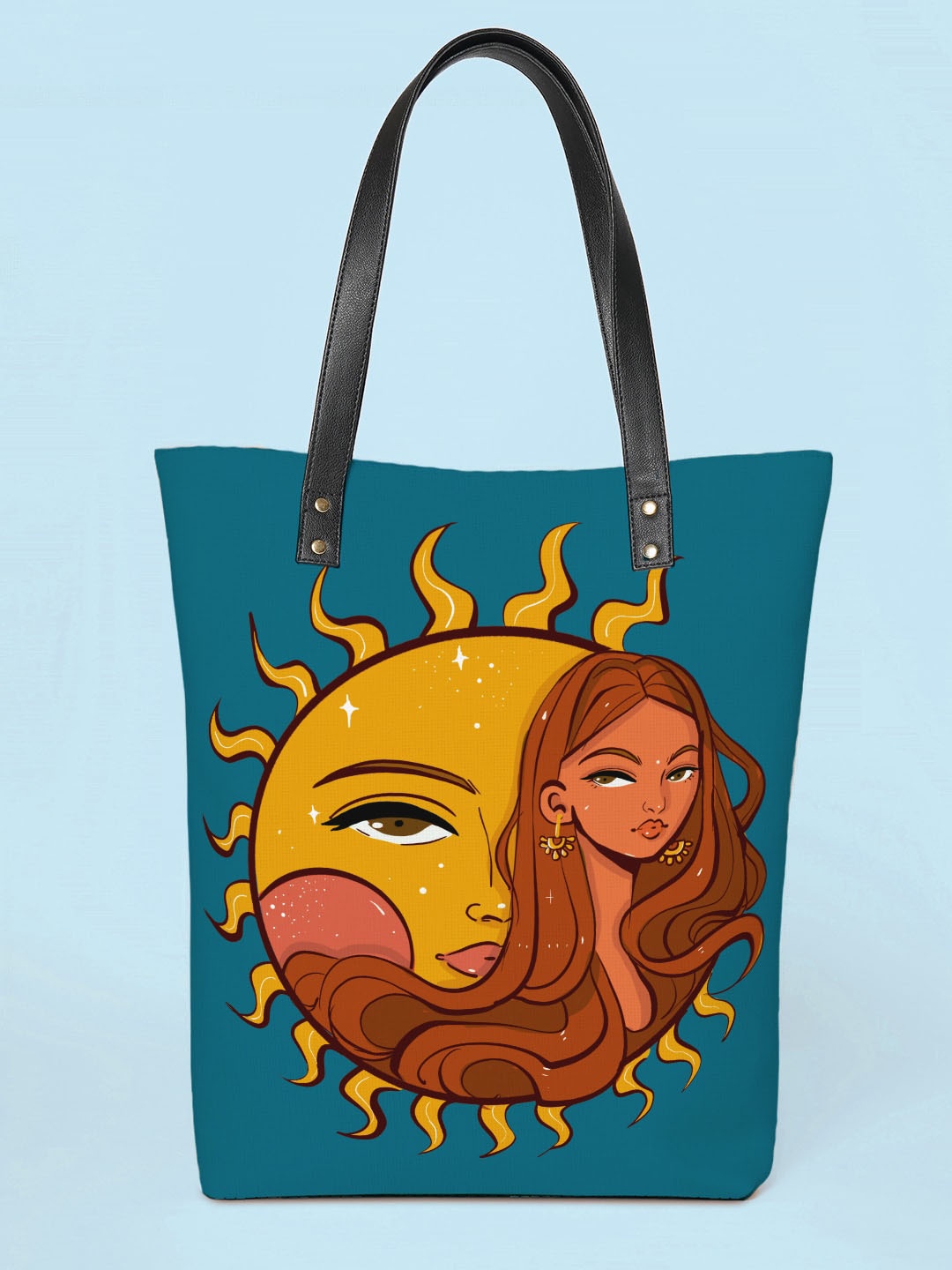 

Kalankit Graphic Printed Vegan Leather Shopper Tote Bag, Blue