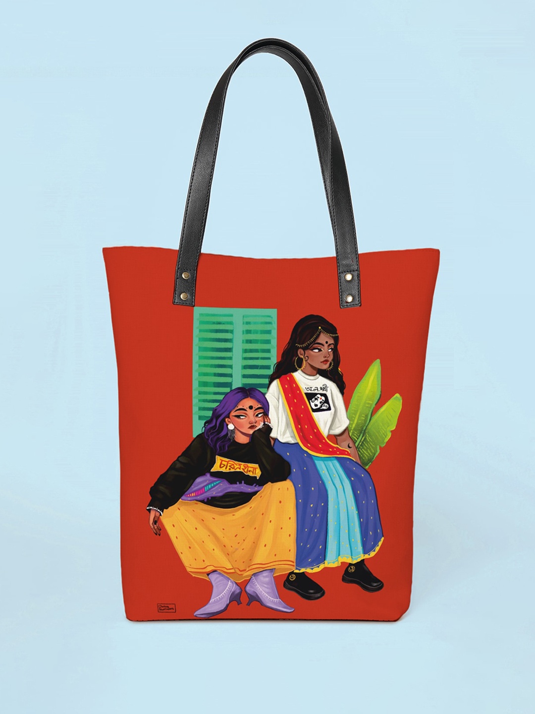 

Kalankit Graphic Printed Shopper Tote Bag, Red