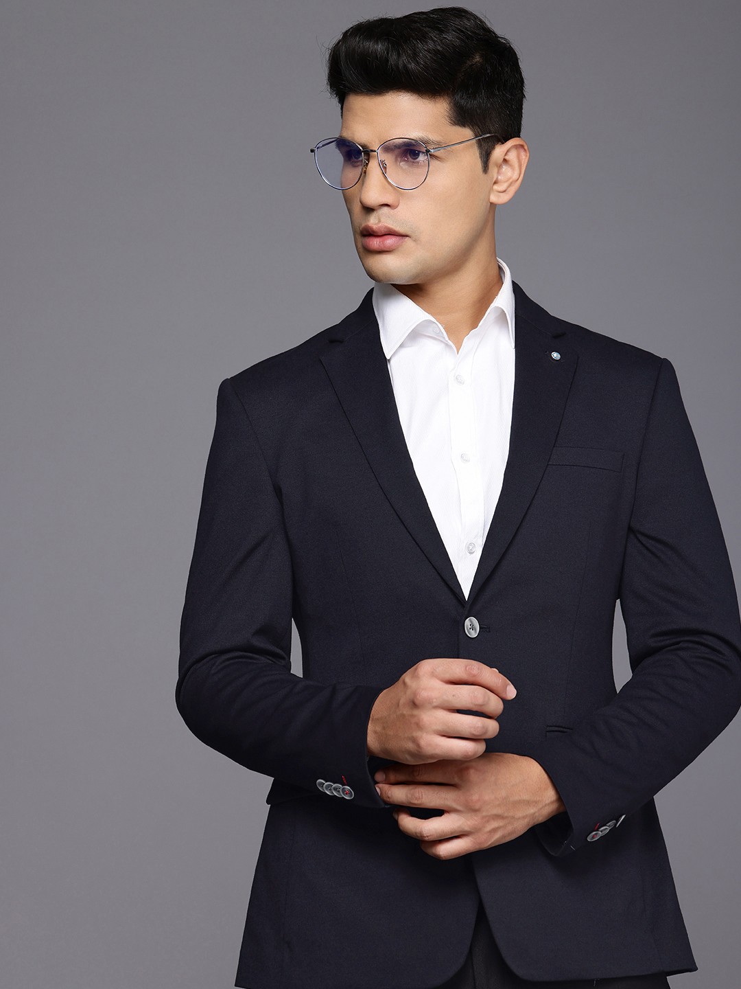

Raymond Single-Breasted Formal Blazer, Navy blue