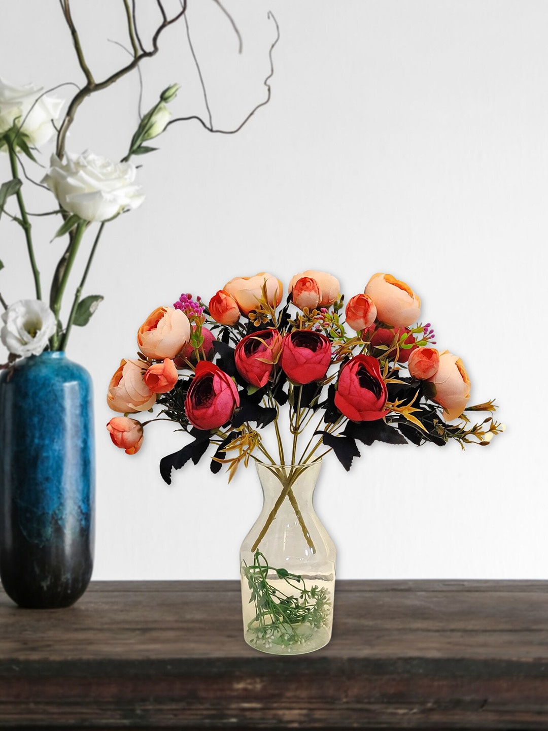 

ARTSY Peach Red 2 Pieces Rose Artificial Flowers