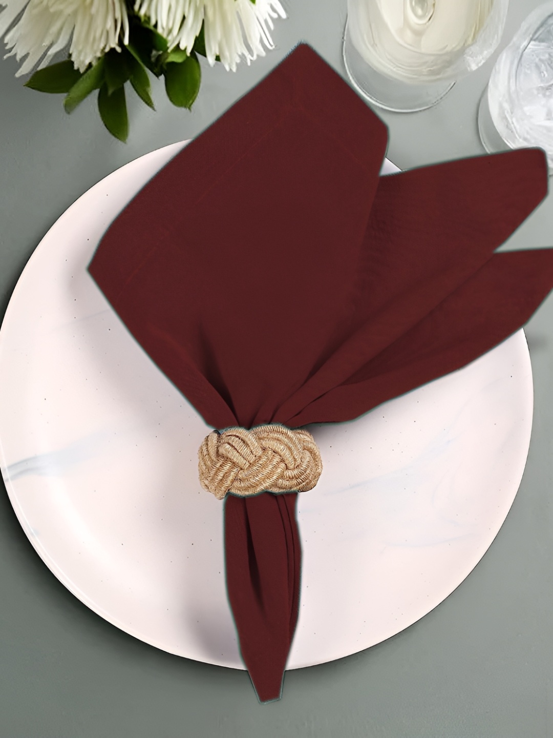 

FOVEROS Maroon 4 Pieces Cotton Table Napkins