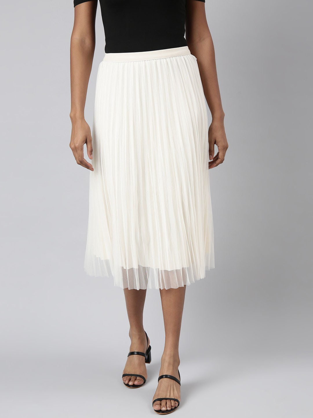 

SHOWOFF Flared Midi Skirts, Cream