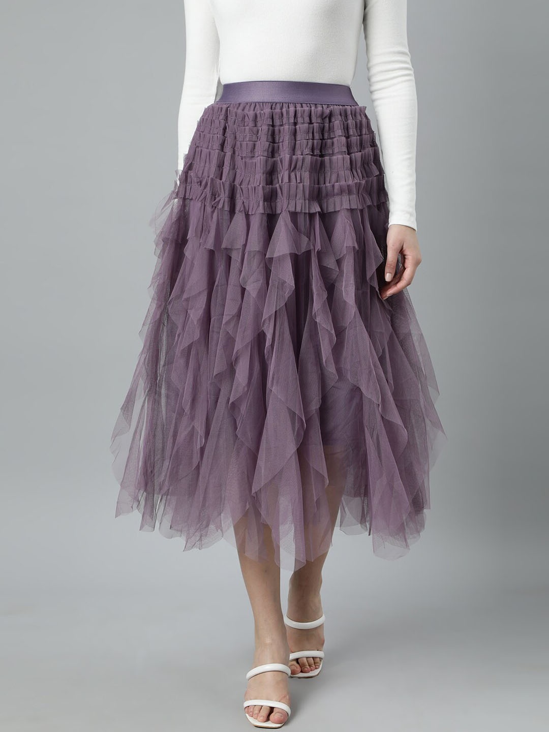 

SHOWOFF Flared Midi Skirt, Lavender