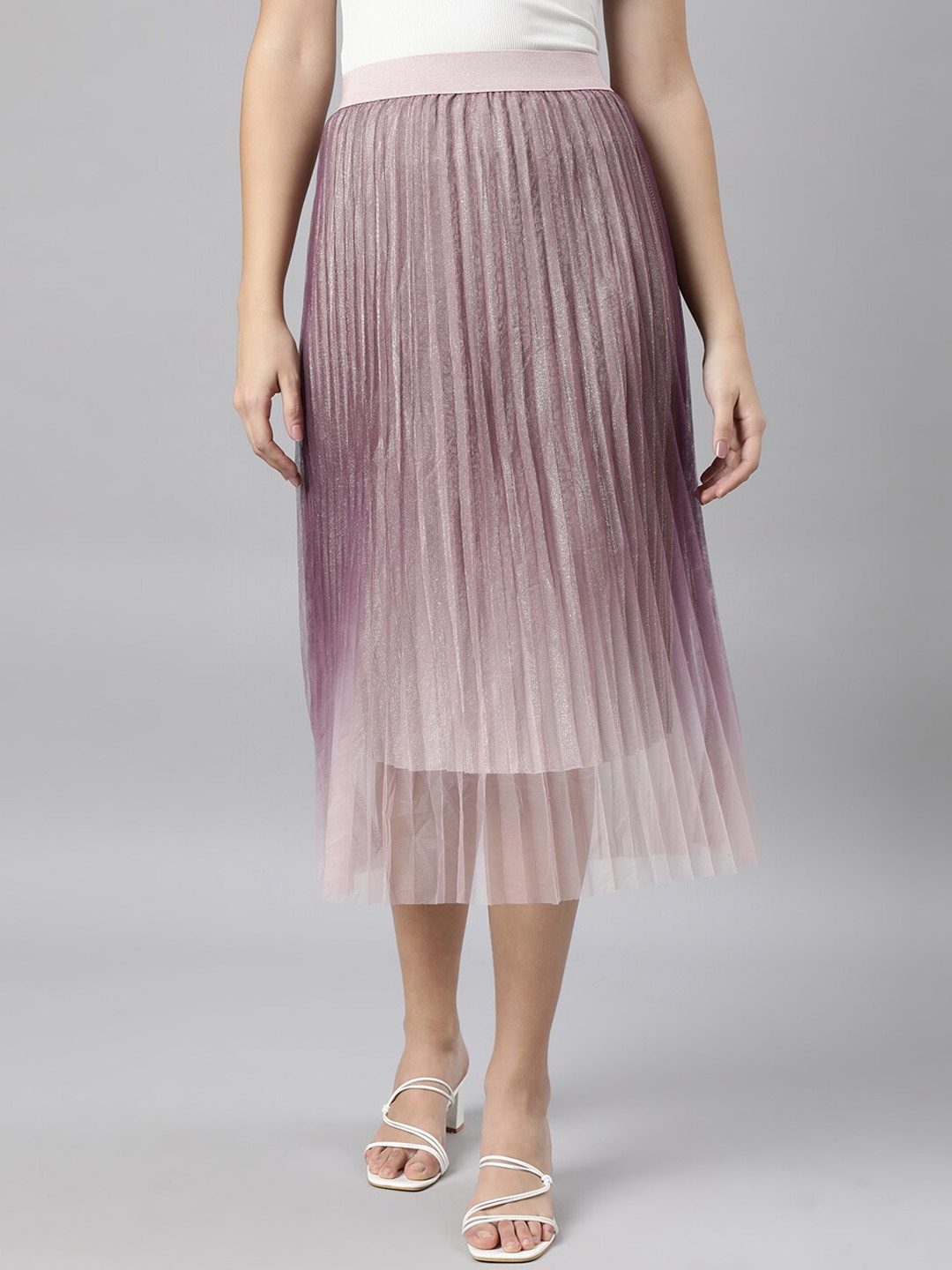 

SHOWOFF Ombre Flared Midi Skirts, Lavender