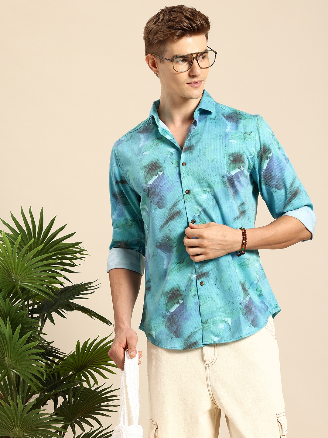 

Mast & Harbour Men Printed Casual Shirt, Blue
