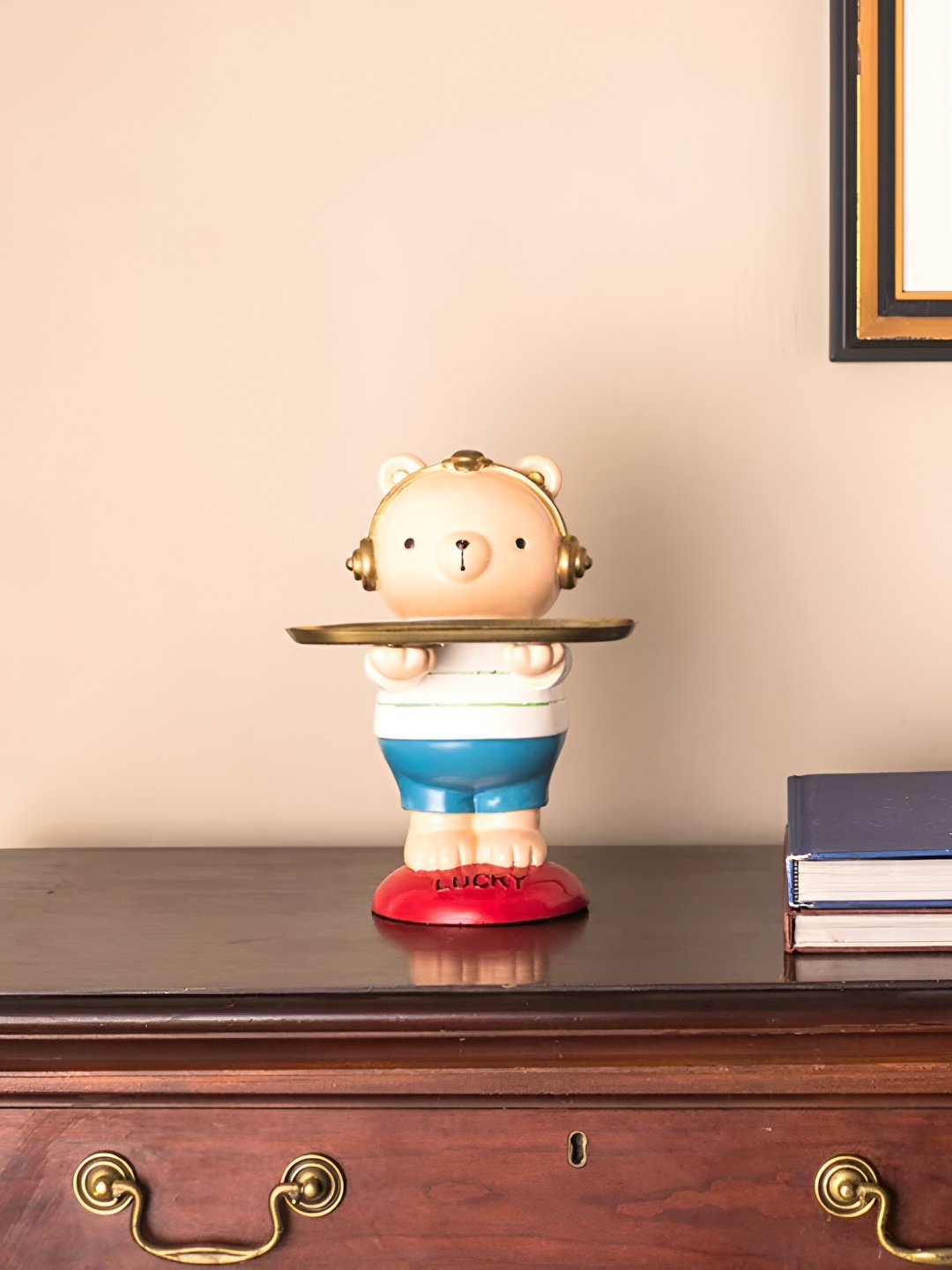 

THEDECORKART Beige & Gold Toned Figurine Showpiece