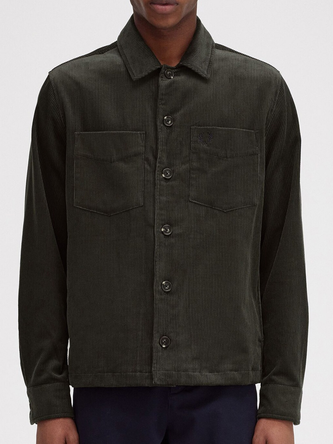 

Fred Perry Spread Collar Corduroy Cotton Shacket, Green