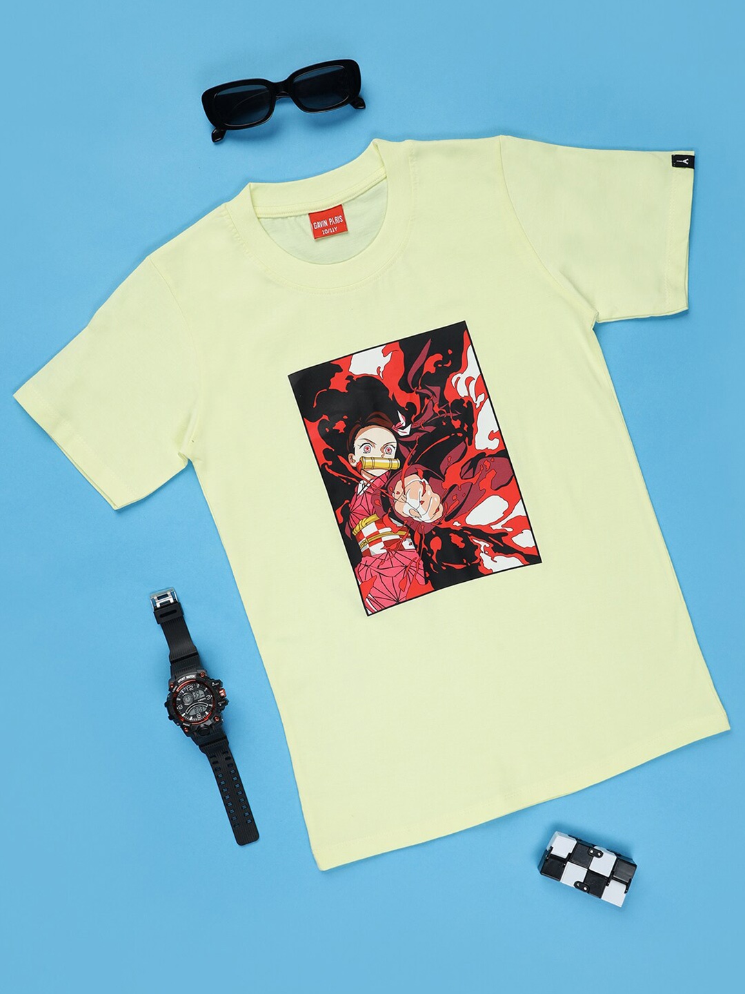 

Gavin Paris Girls Nezuko Kamado Printed Pure Cotton Bio Finish T-shirt, Yellow