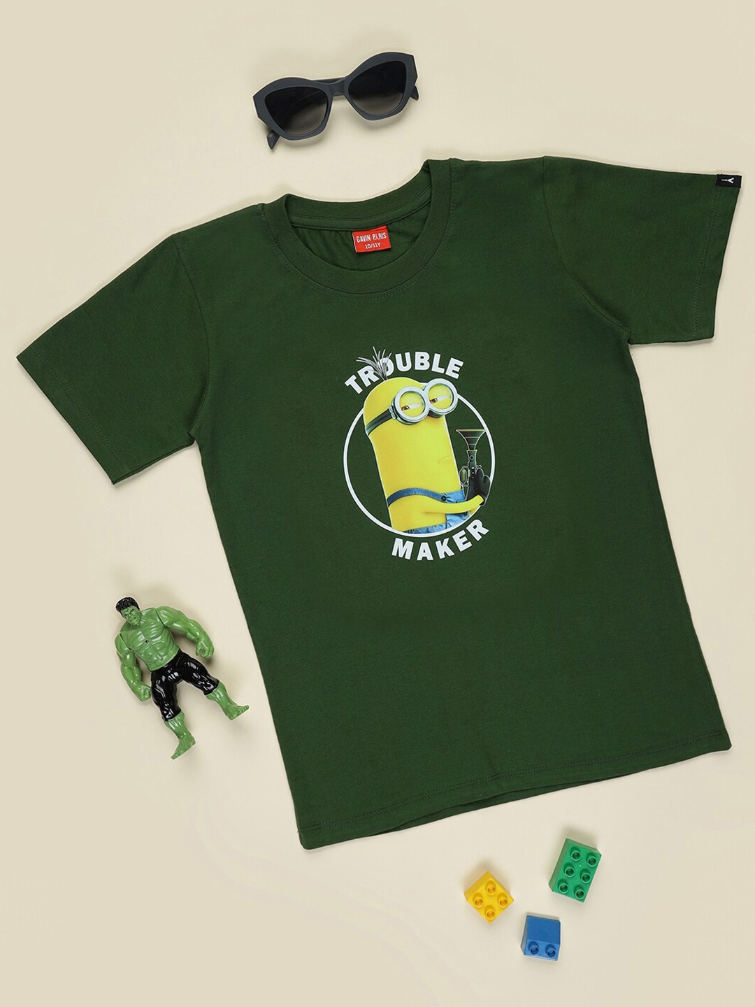

Gavin Paris Girls Minions Printed Pure Cotton Bio Finish T-shirt, Green