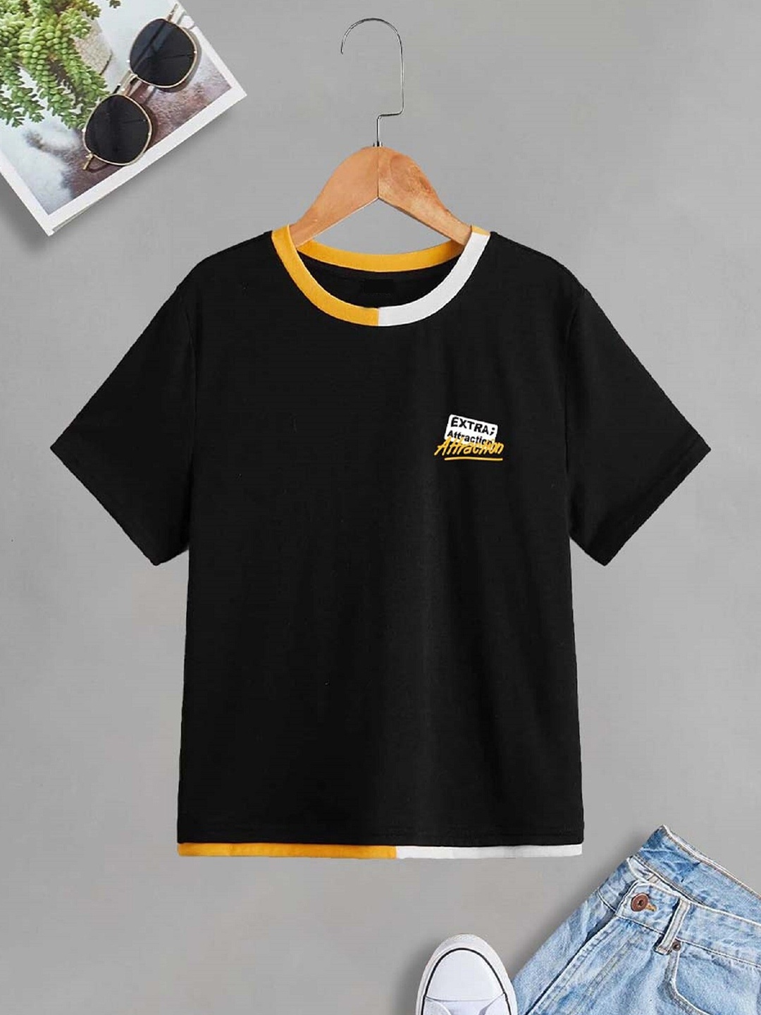 

BAESD Boys Round Neck Cotton T-shirt, Black