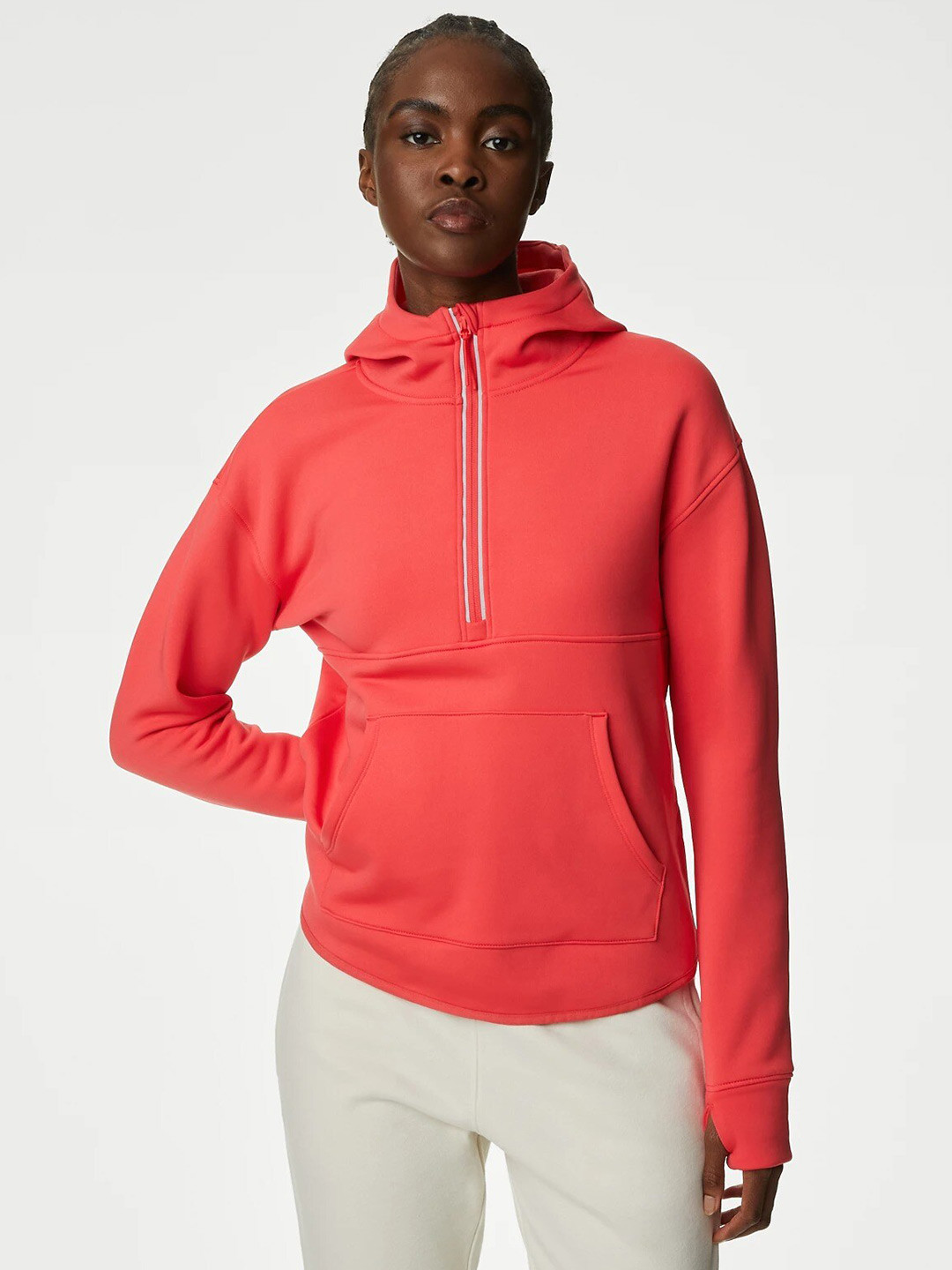 

Marks & Spencer Ultraheat Half Zip Relaxed Hoodie, Pink