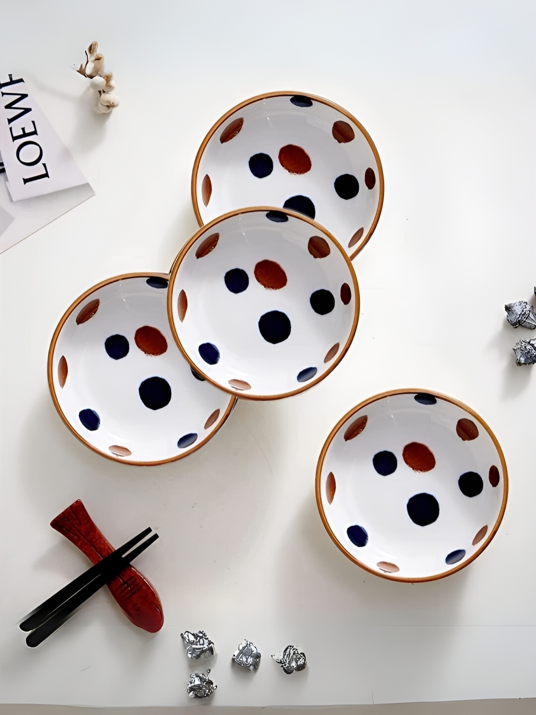 

UniKart Blue & White 10 Pieces Printed Porcelain Glossy Plates