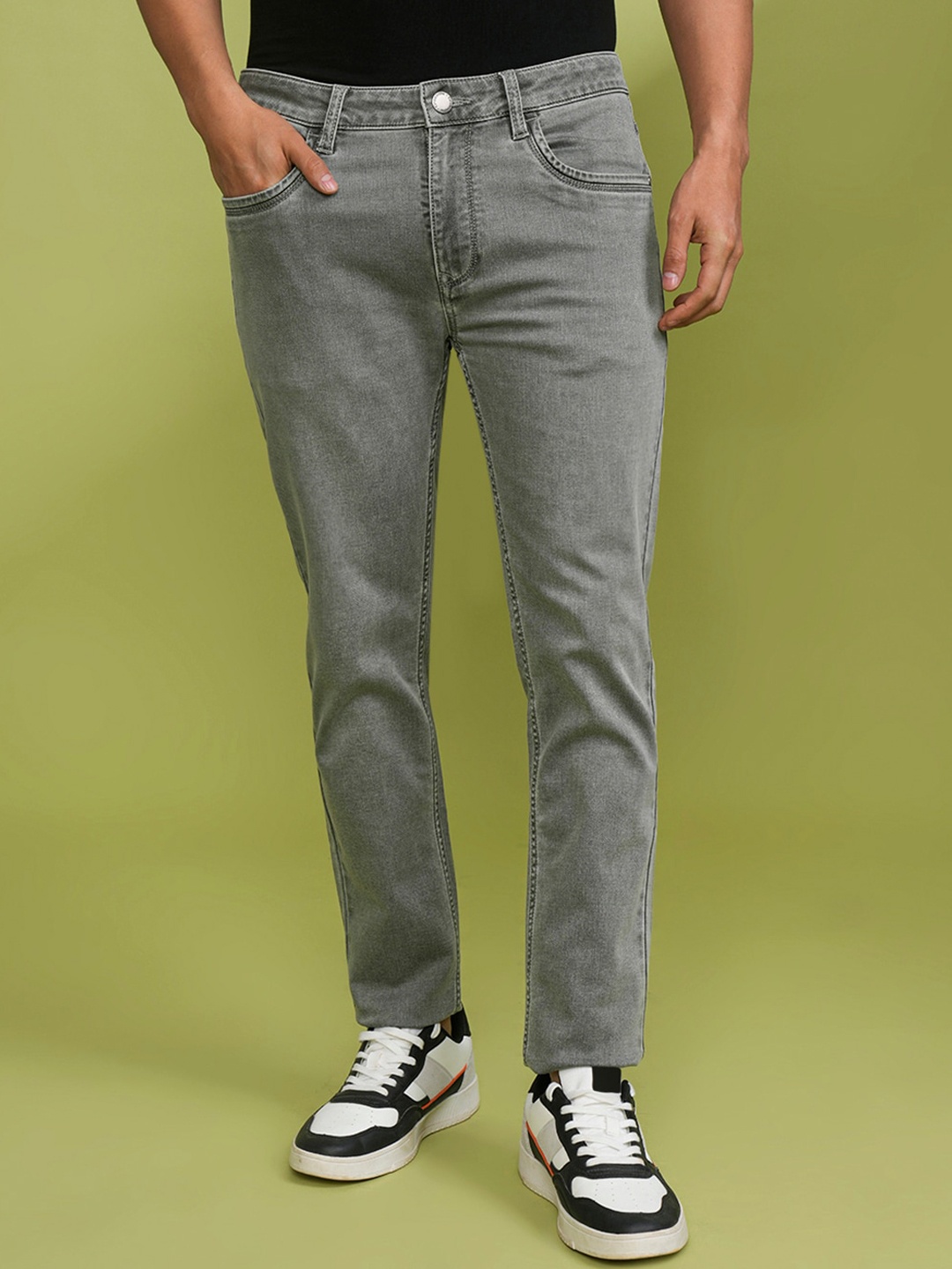

Crocodile Men Jean Slim Fit Clean Look Cotton Jeans, Grey