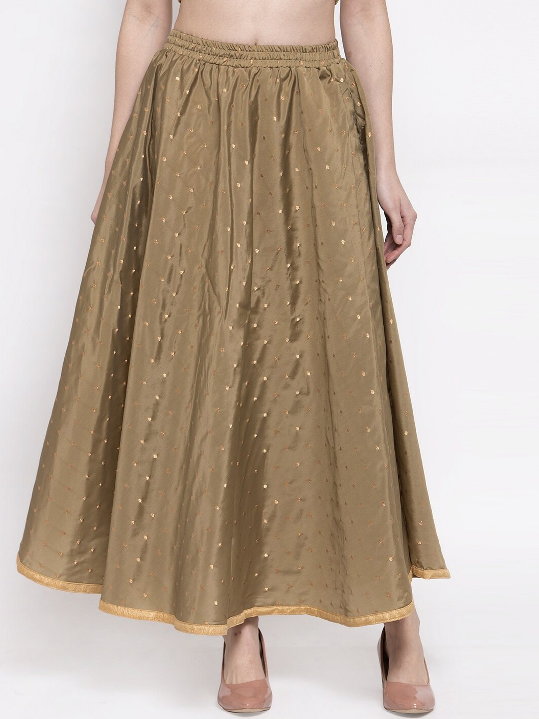 

Miaz Lifestyle Printed A-Line Maxi Flared Skirt, Gold