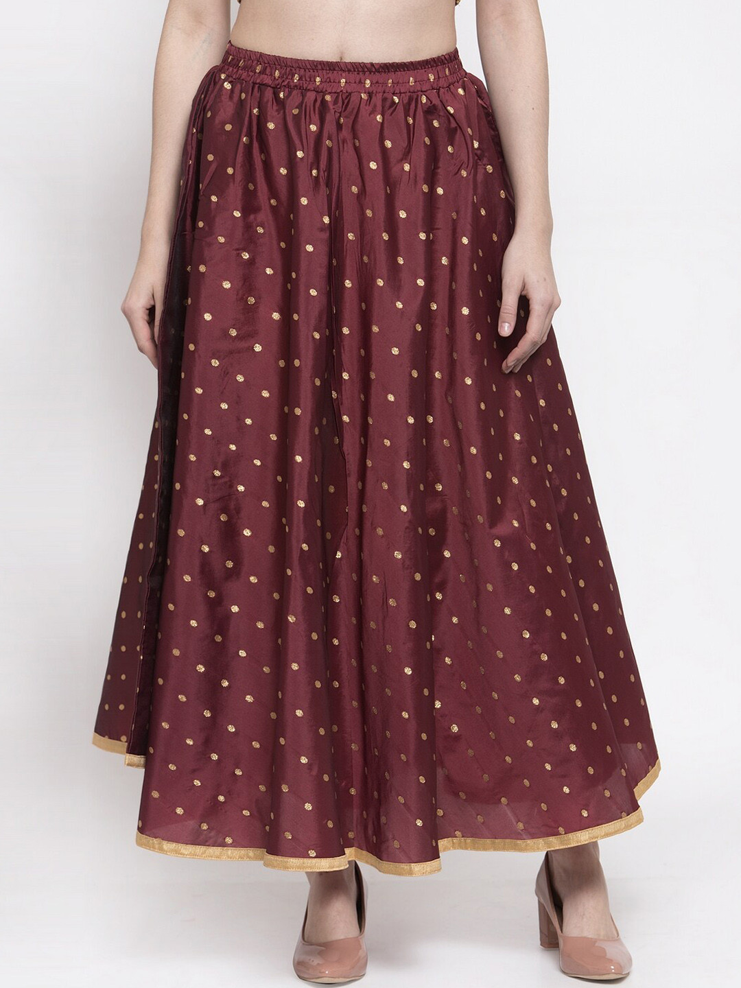 

Miaz Lifestyle Geometric A-Line Flared Skirt, Maroon