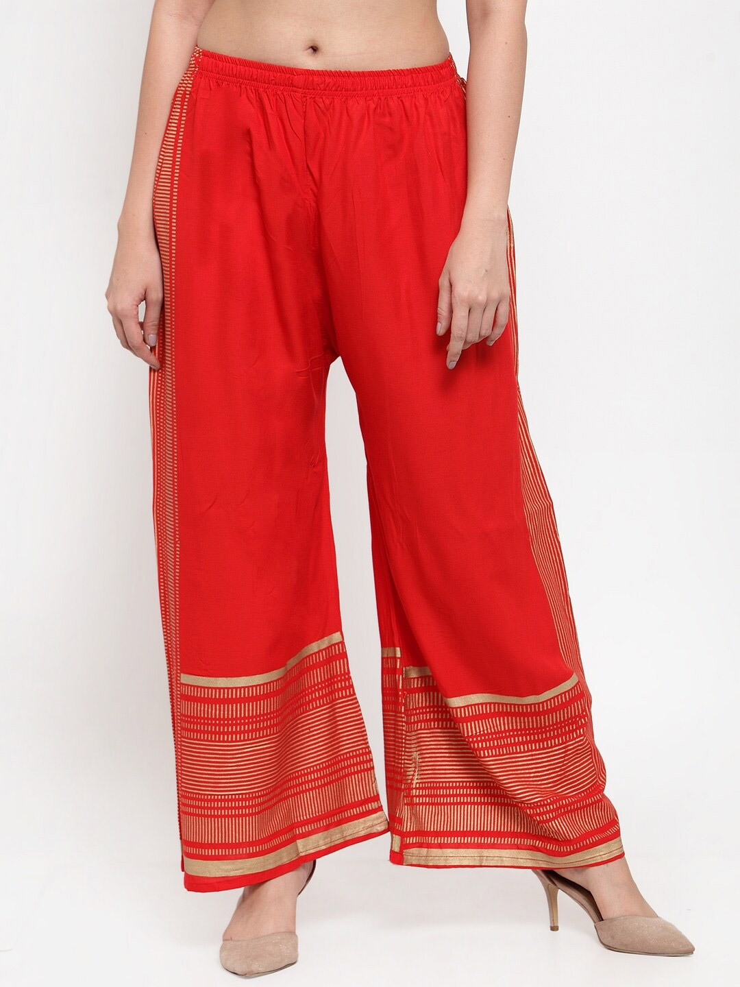 

Miaz Lifestyle Women Ethnic Motifs Printed Flared Ethnic Palazzos, Red