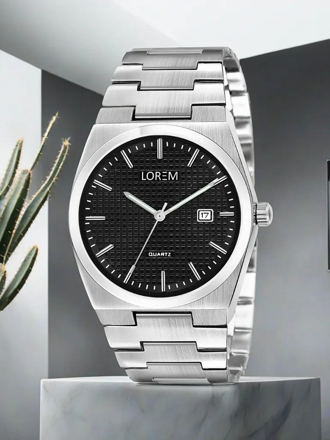 

LOREM Men Dial & Stainless Steel Bracelet Style Straps Analogue Watch LR158, Black