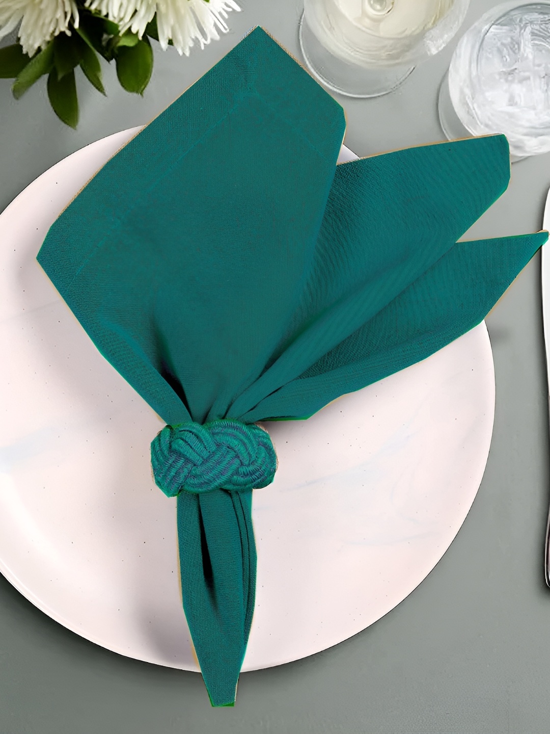 

FOVEROS Green 4 Pieces Cotton Table Napkins