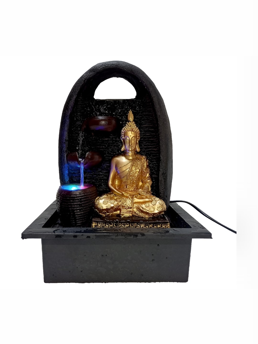 

Craft Smith Brown & Gold Toned Textured Trio Pot Water Fountain