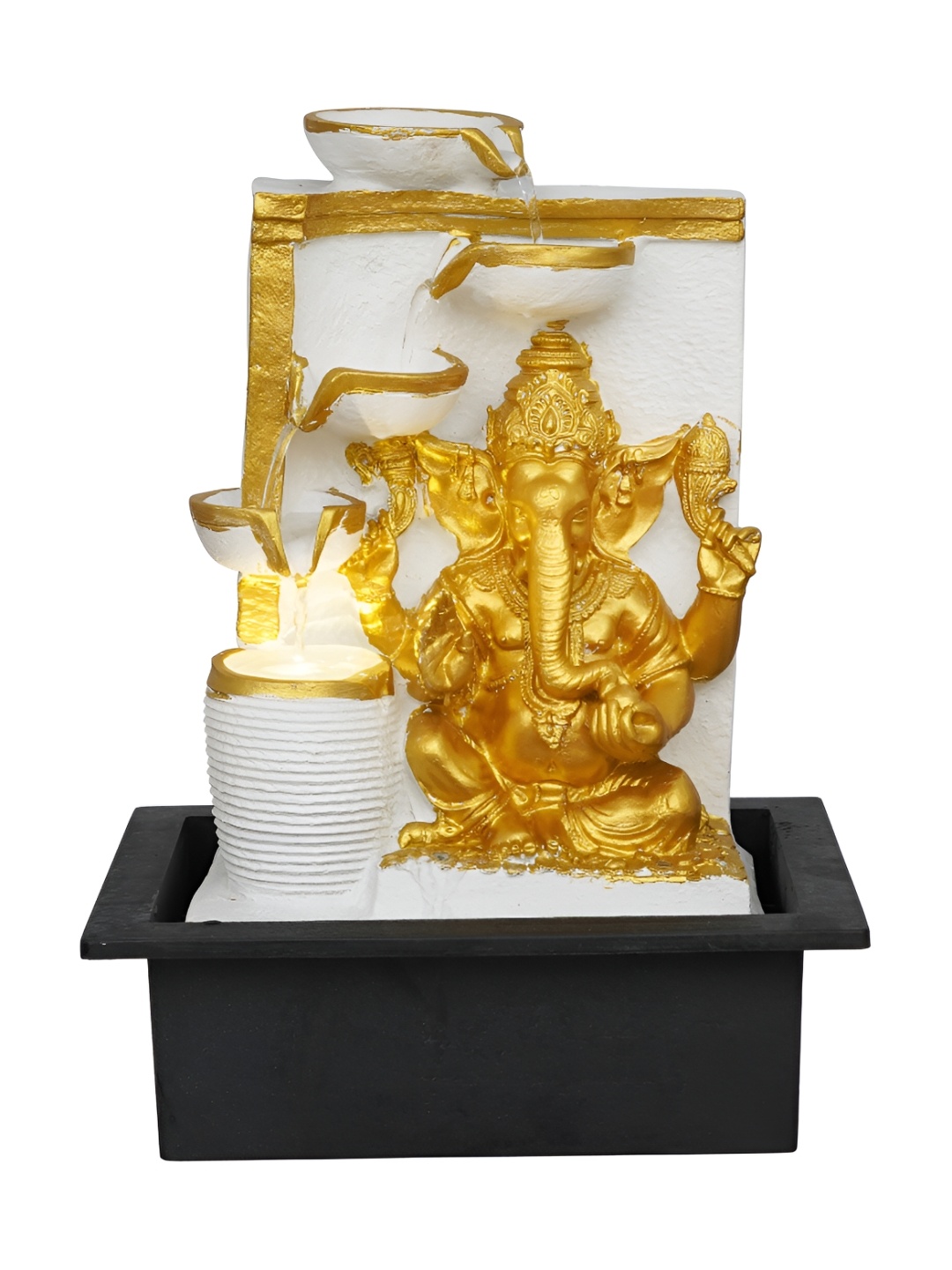 

Craft Smith Gold Toned & White Textured Trio Pot Water Fountain