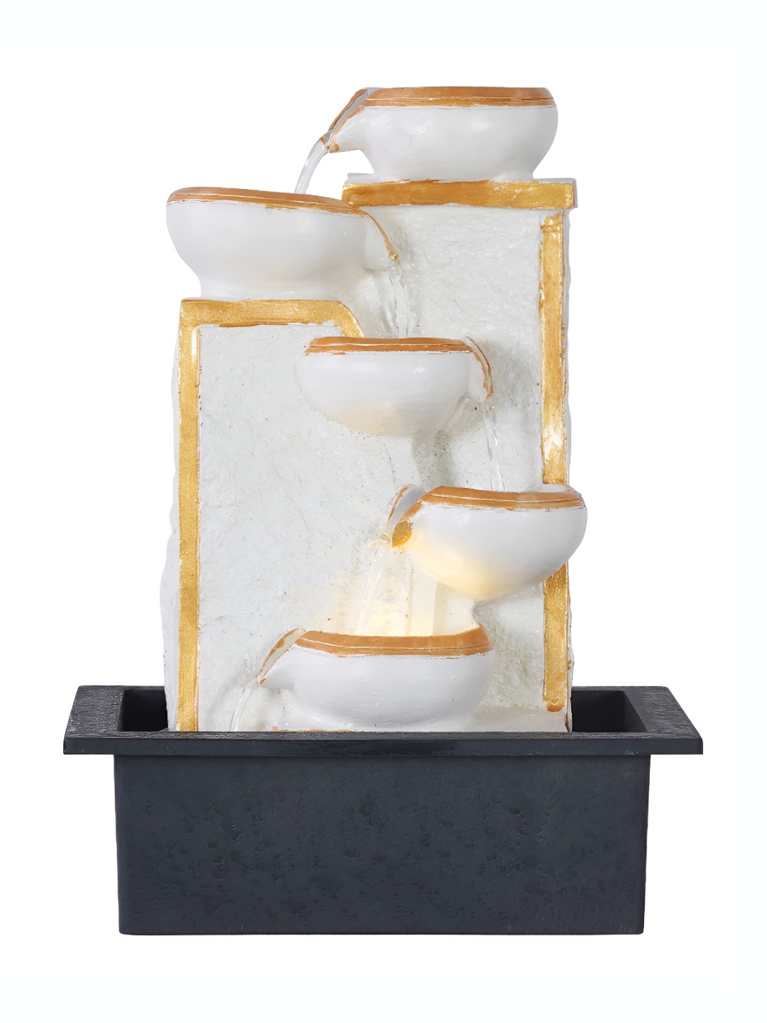 

Craft Smith Gold Toned & White Textured 5 Steps Water Fountain