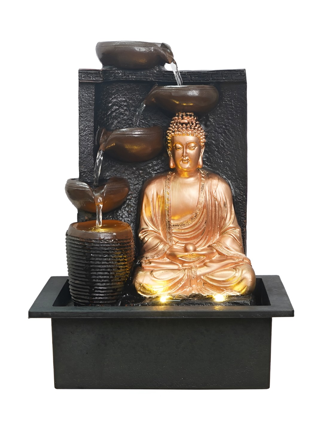 

Craft Smith Brown and GoldToned Textured Buddha Water Fountain