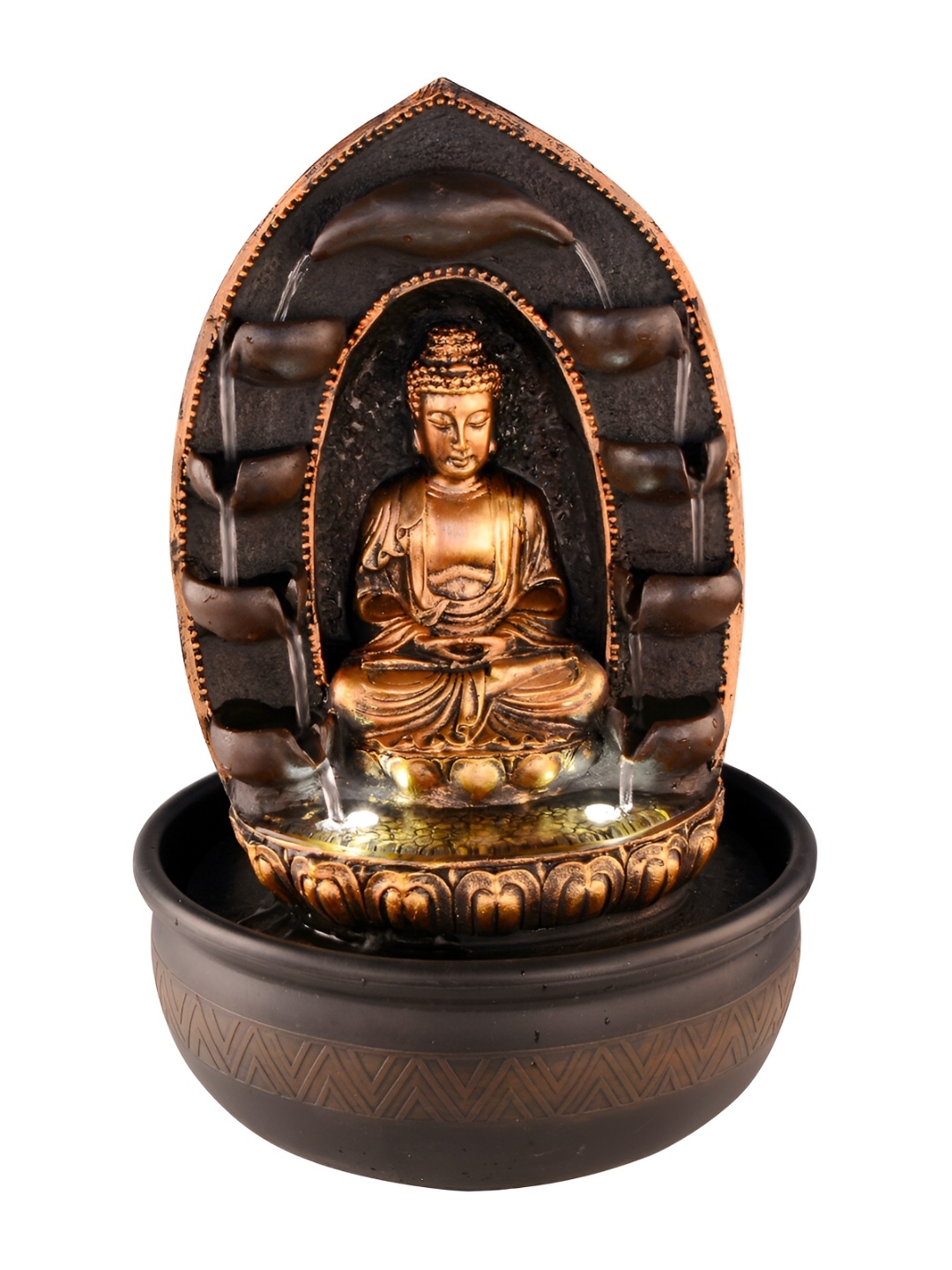 

Craft Smith Brown and GoldToned Textured Meditating Buddha Water Fountain