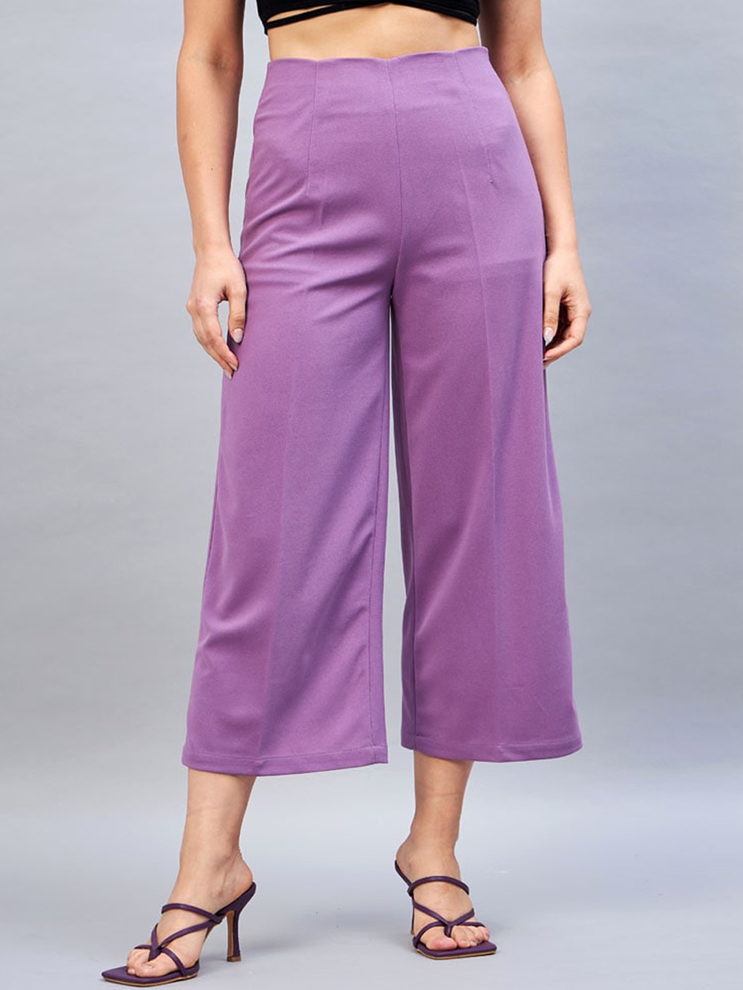 

DELAN Women Smart Tapered Fit High-Rise Easy Wash Culottes, Lavender