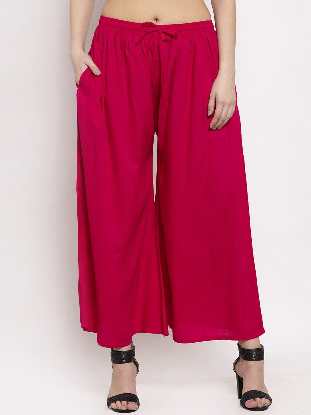 

Miaz Lifestyle Women Flared Chambray Palazzo, Pink