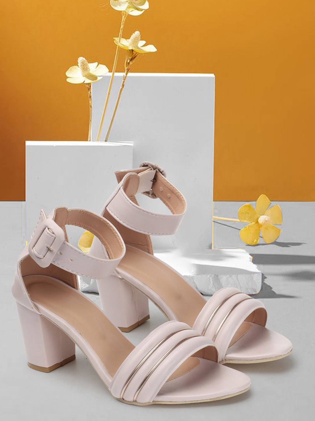 

DressBerry Purple Open Toe Block Heels