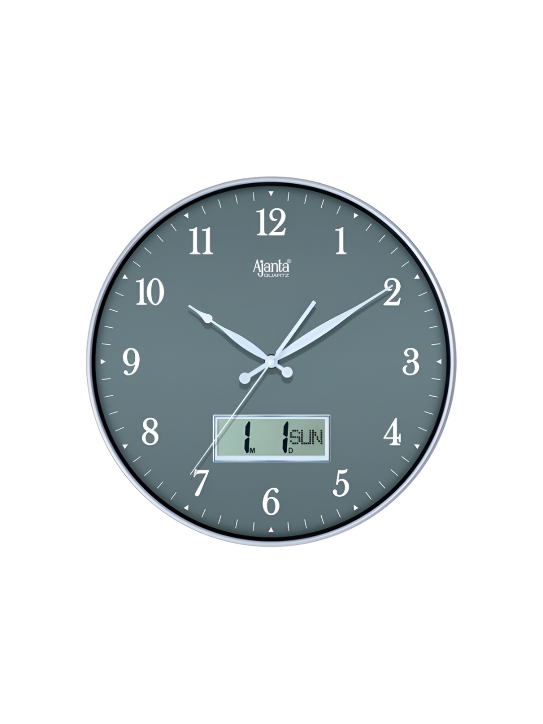 

Ajanta Silver-Toned and Black Contemporary Analogue & Digital Wall Clock