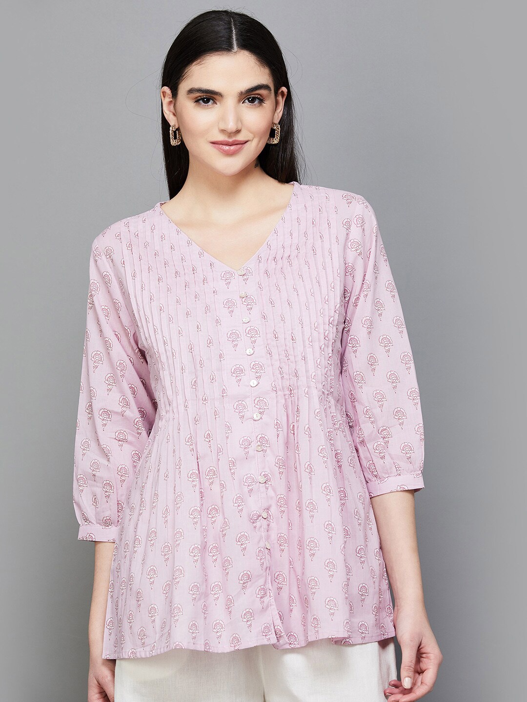 

Melange by Lifestyle Printed Pure Cotton Tunic, Pink