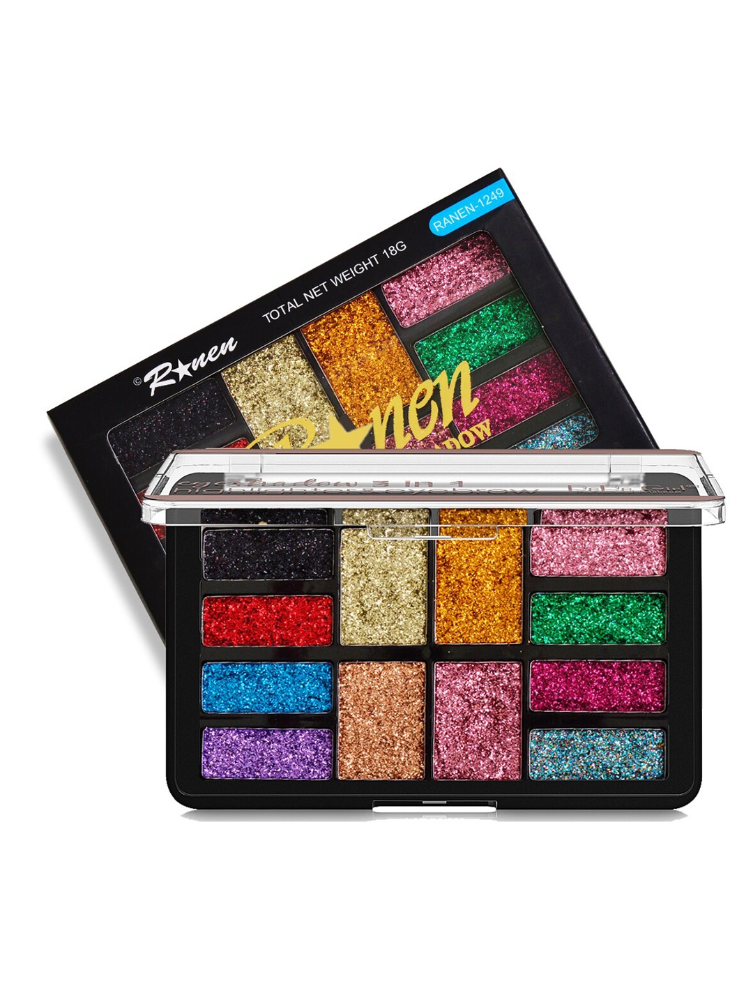 Adbeni 12 Color Shimmery Bridal Eyeshadow Palette 18g - Ranen 1249, Multi