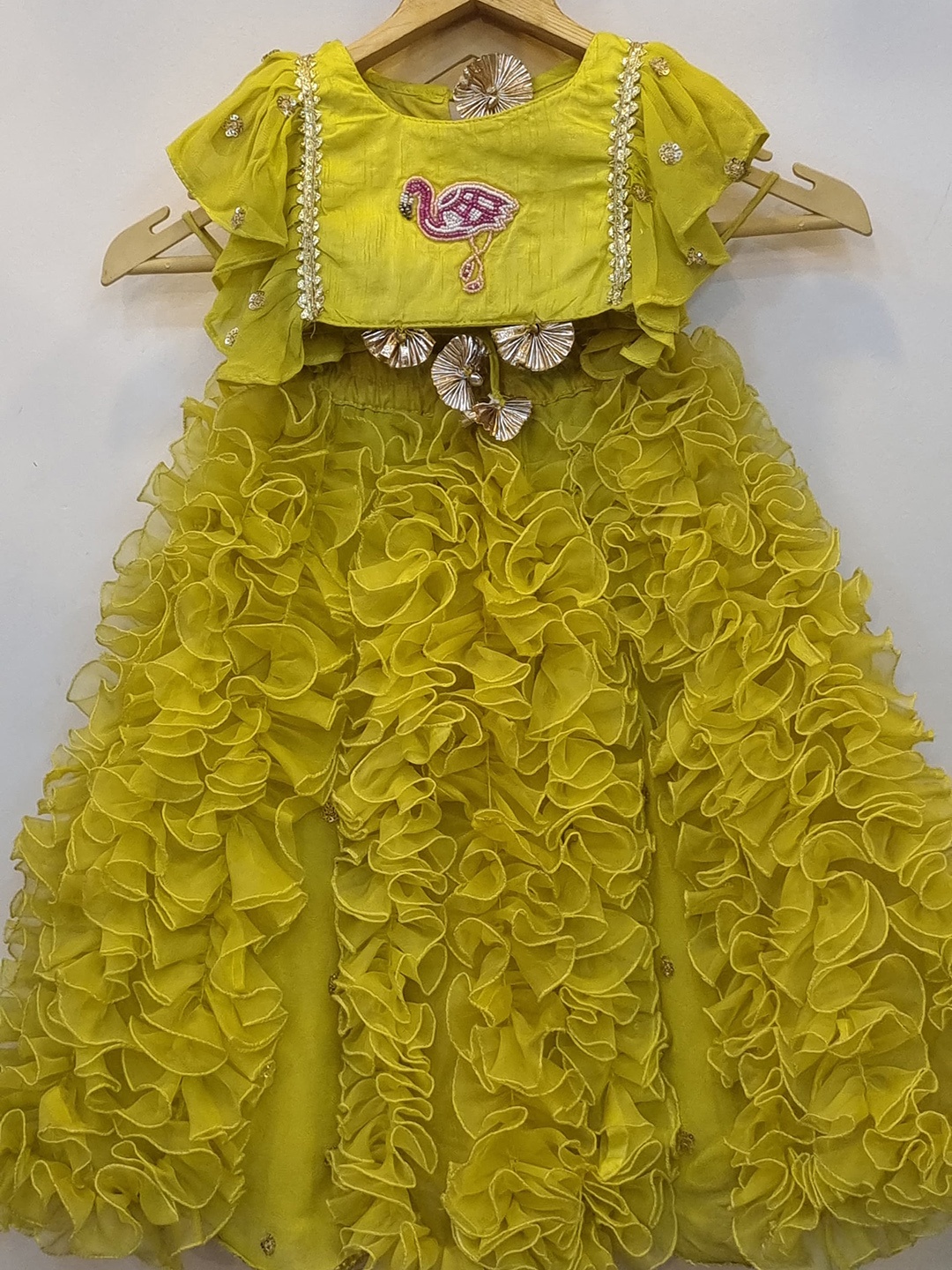 

BAESD Girls Embroidered Silk & Georgette Lehenga With Blouse, Yellow