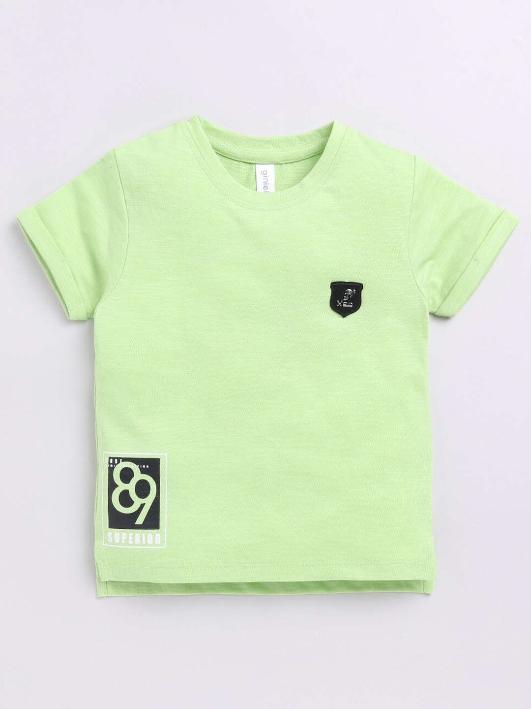 

Ginie Boys Round Neck Cotton T-shirt, Green