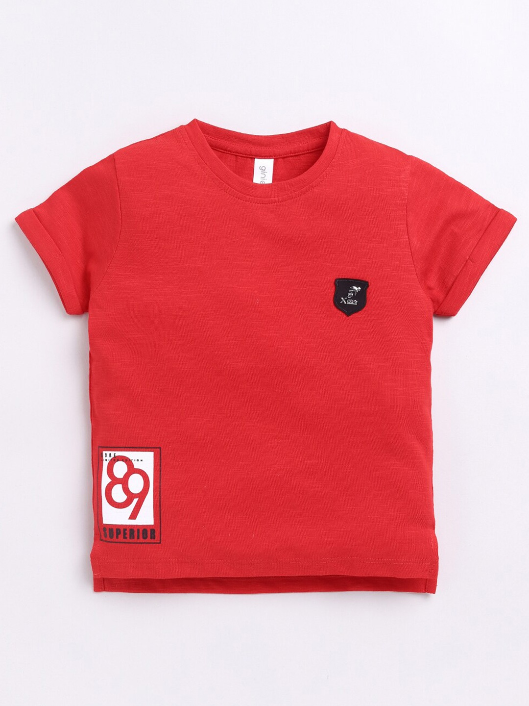 

Ginie Boys Round Neck Cotton T-shirt, Red