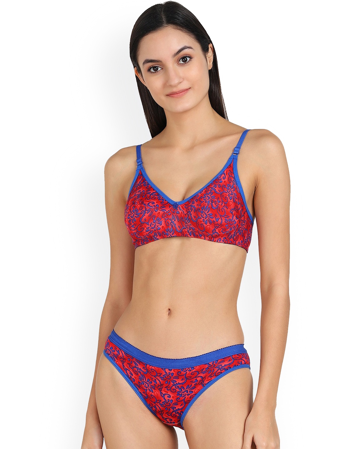 

PIBU Printed Cotton Lingerie Set, Red