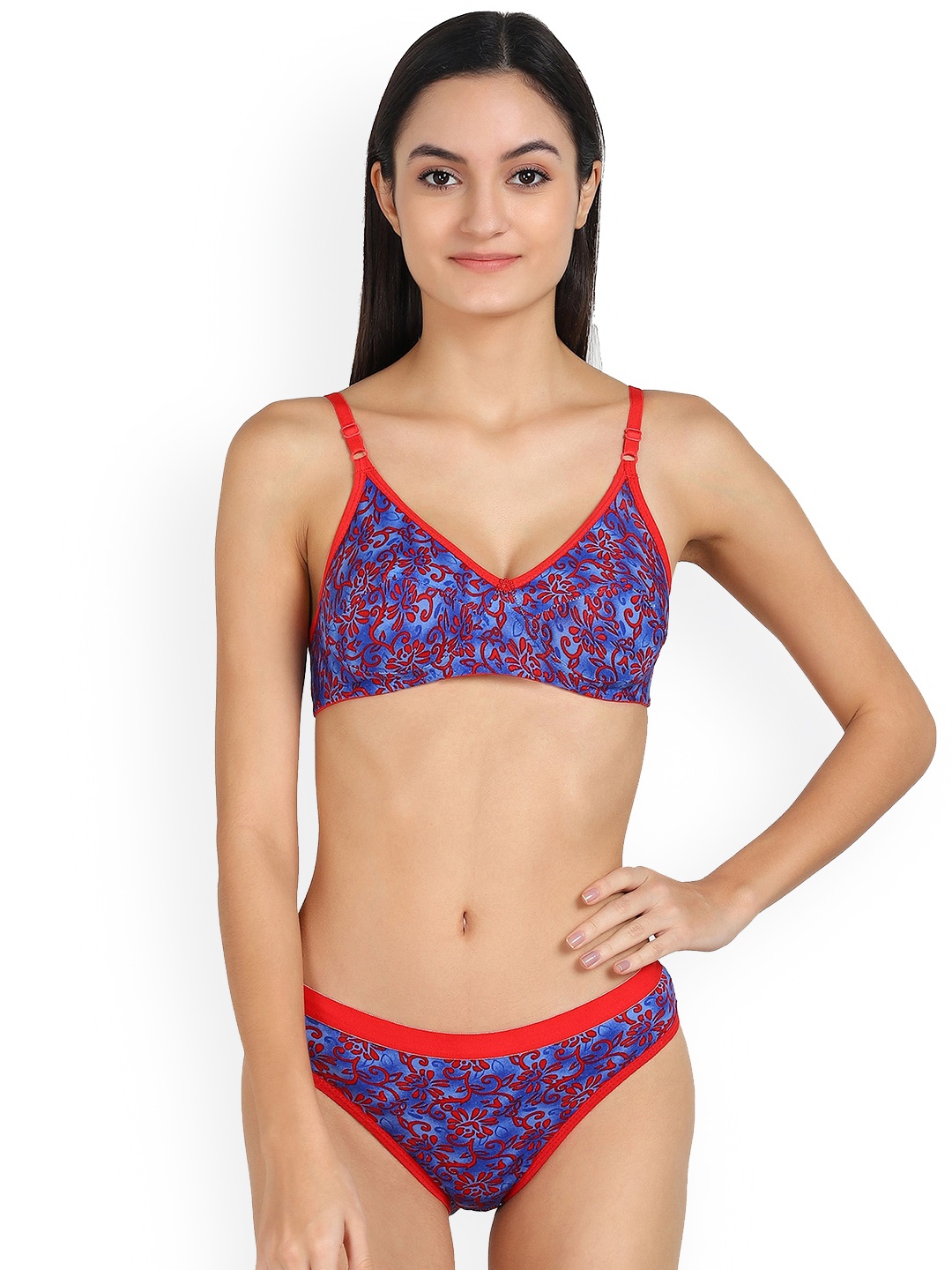 

PIBU Printed Cotton Lingerie Set, Blue