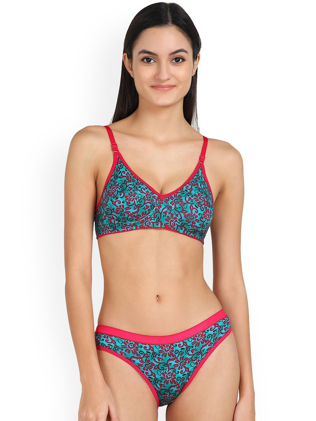 

PIBU Printed Cotton Lingerie Set, Green