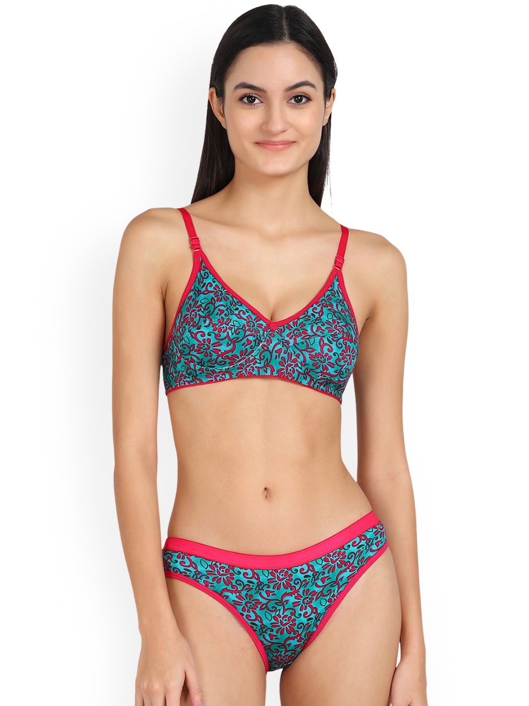 

In-Curve Printed Cotton Lingerie, Green