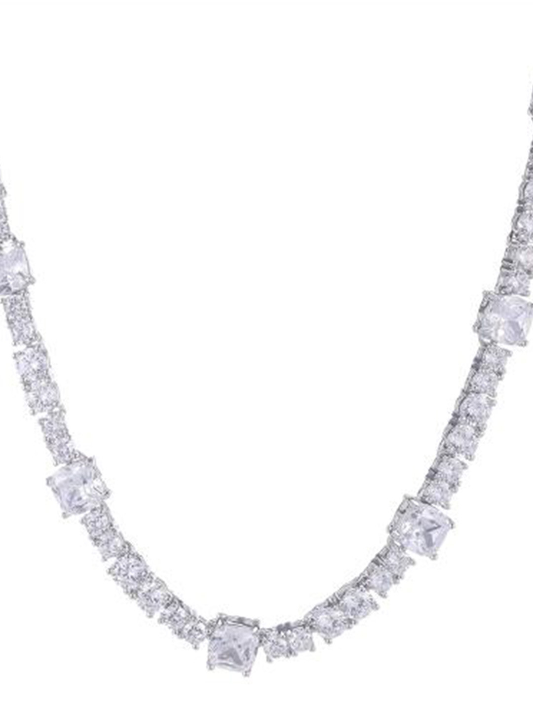 

Drip Project Men Brass Rhodium-Plated Stone Studded Chain, Silver