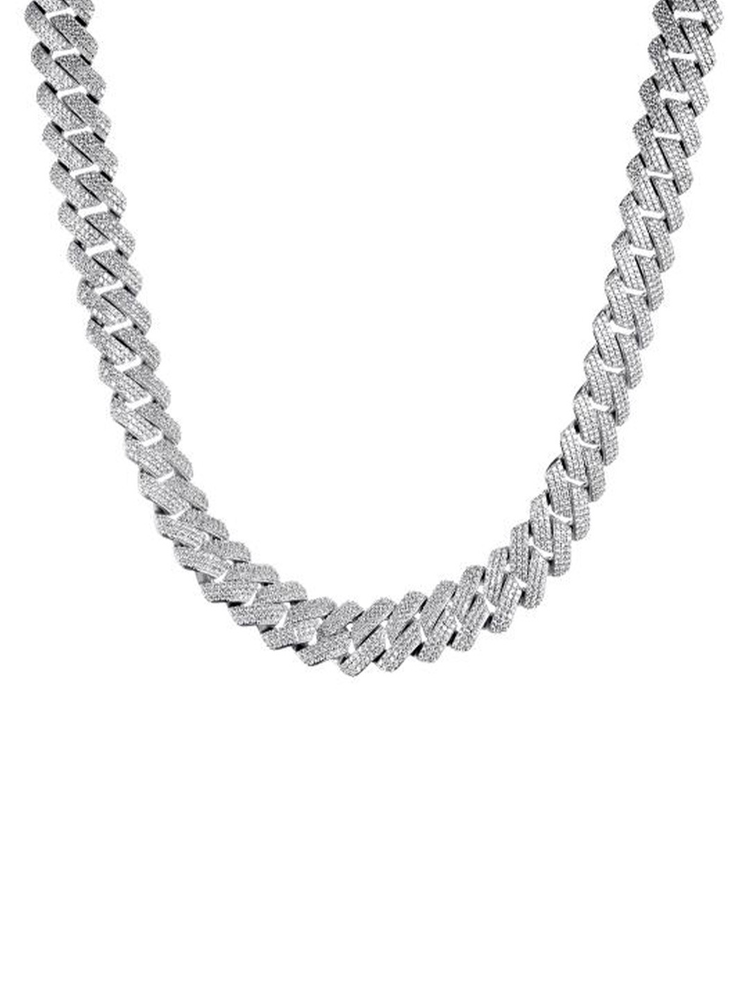 

Drip Project Men Brass Rhodium-Plated Stone Studded Chain, Silver