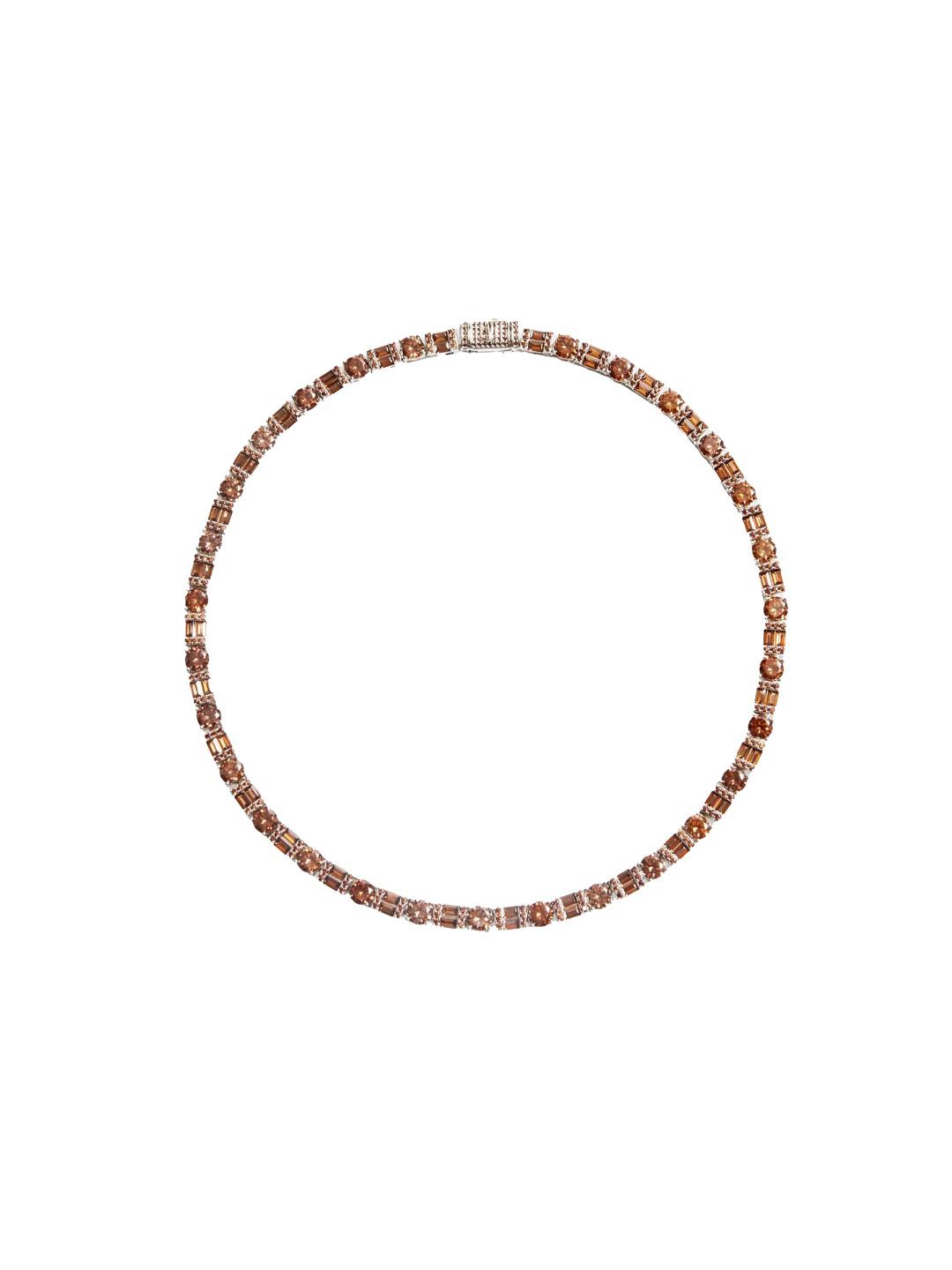 

Drip Project Men Rhodium-Plated Cubic Zirconia Stone Studded Minimal Brass Chain, Silver