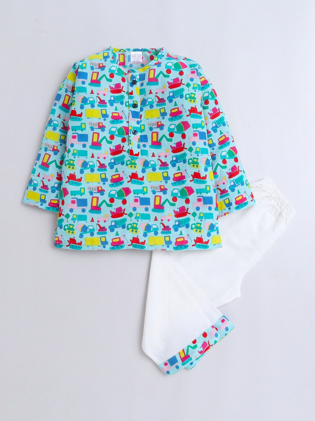 

Polka Tots Kids Printed Regular Kurta with Pyjamas, Green